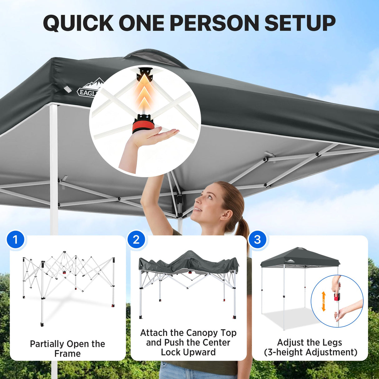6.6x6.6 Pop Up Canopy Tent - Eagle Peak®