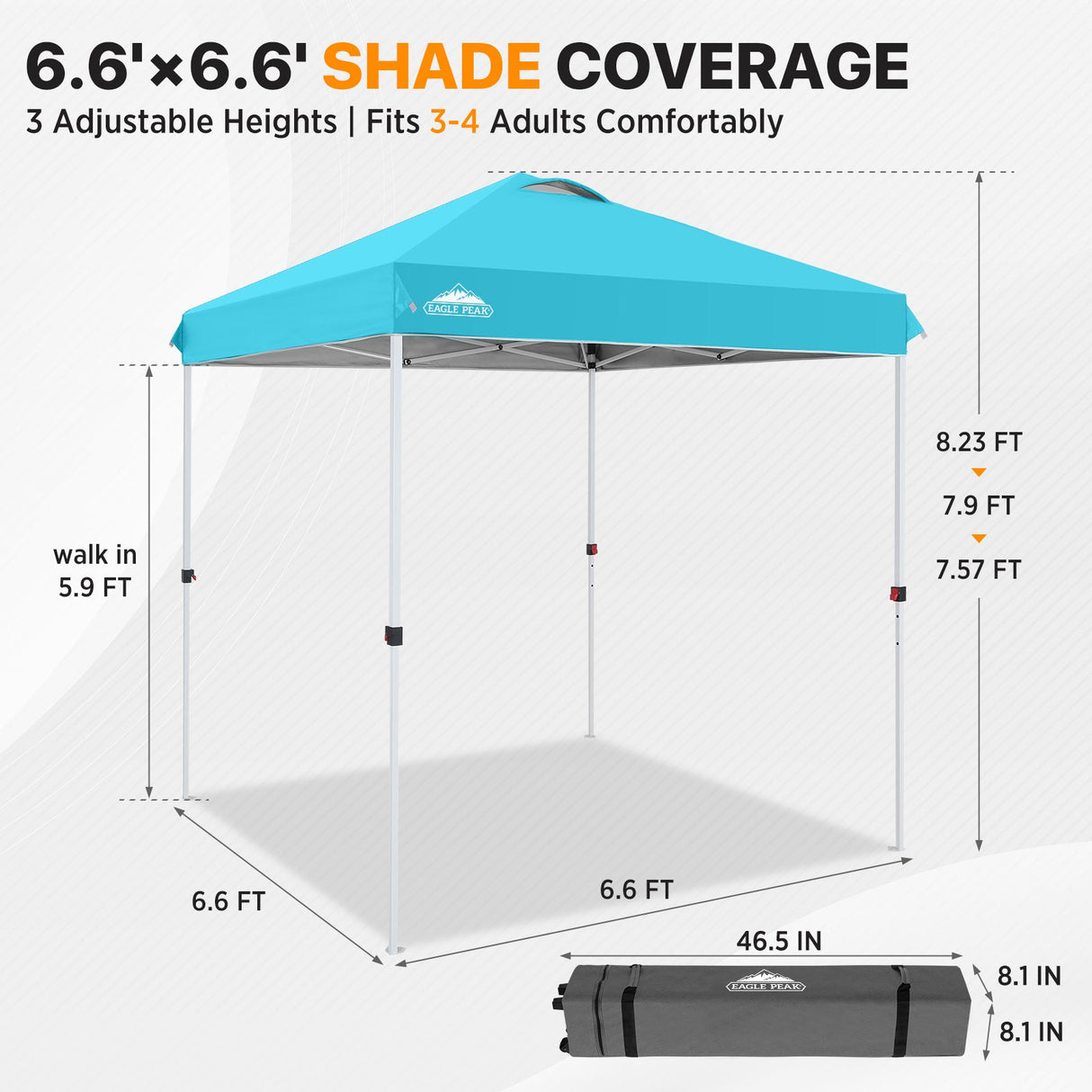 6.6x6.6 Pop Up Canopy Tent - Eagle Peak®
