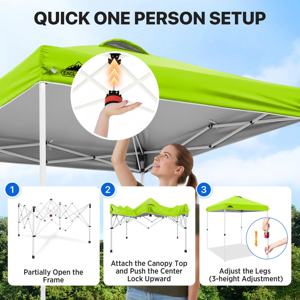 6.6x6.6 Pop Up Canopy Tent - Eagle Peak®
