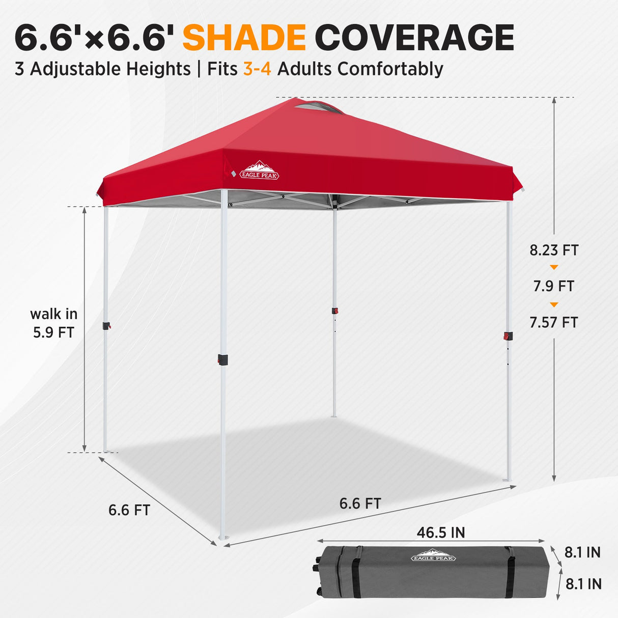 6.6x6.6 Pop Up Canopy Tent - Eagle Peak®