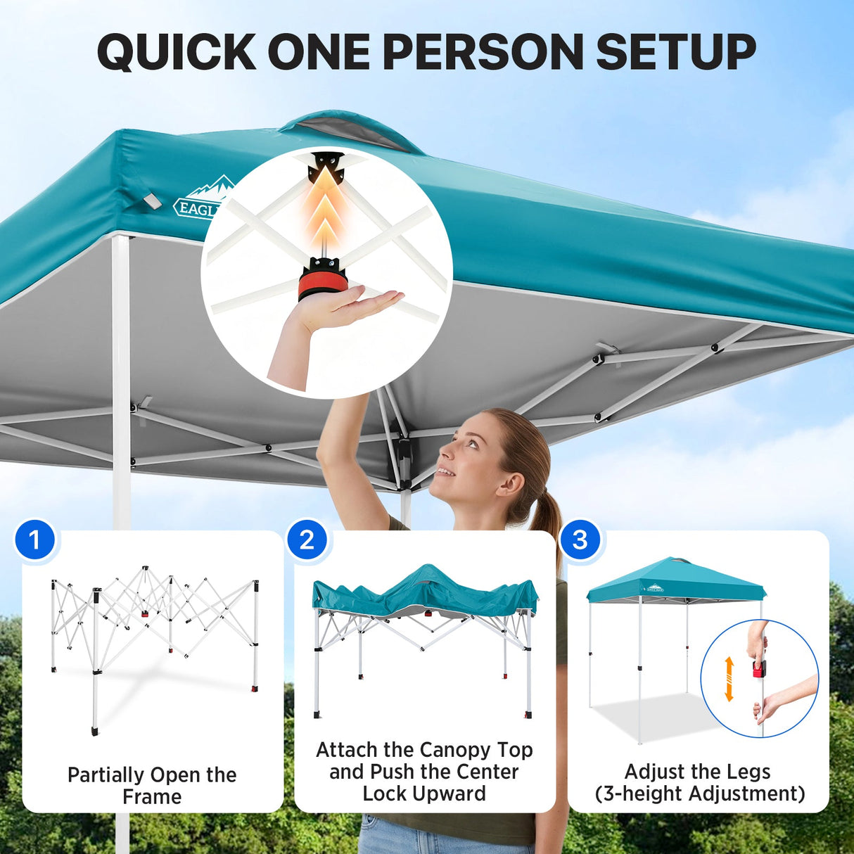 6.6x6.6 Pop Up Canopy Tent - Eagle Peak®