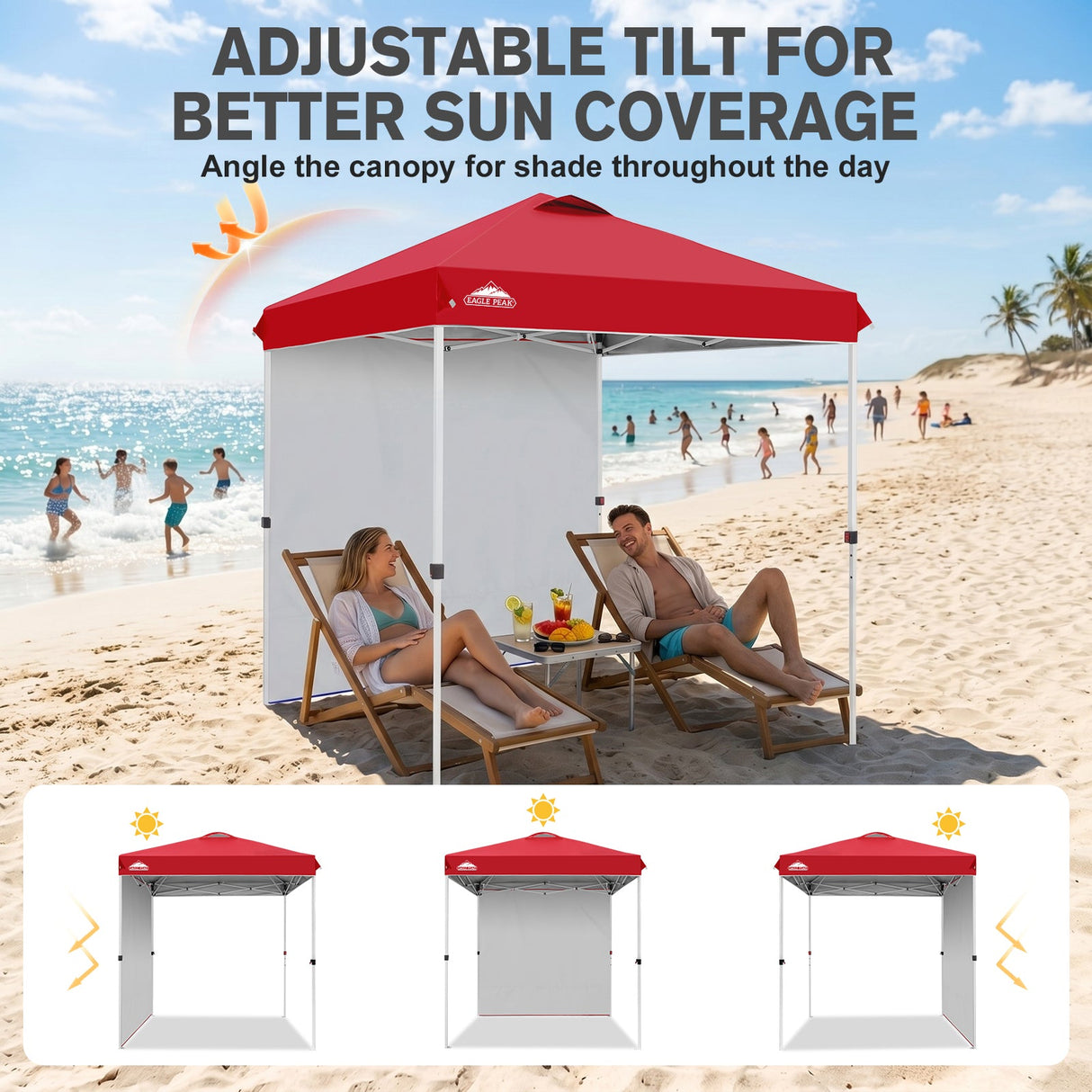 6.6x6.6 Pop Up Canopy Tent with 1 Sidewall - Eagle Peak®