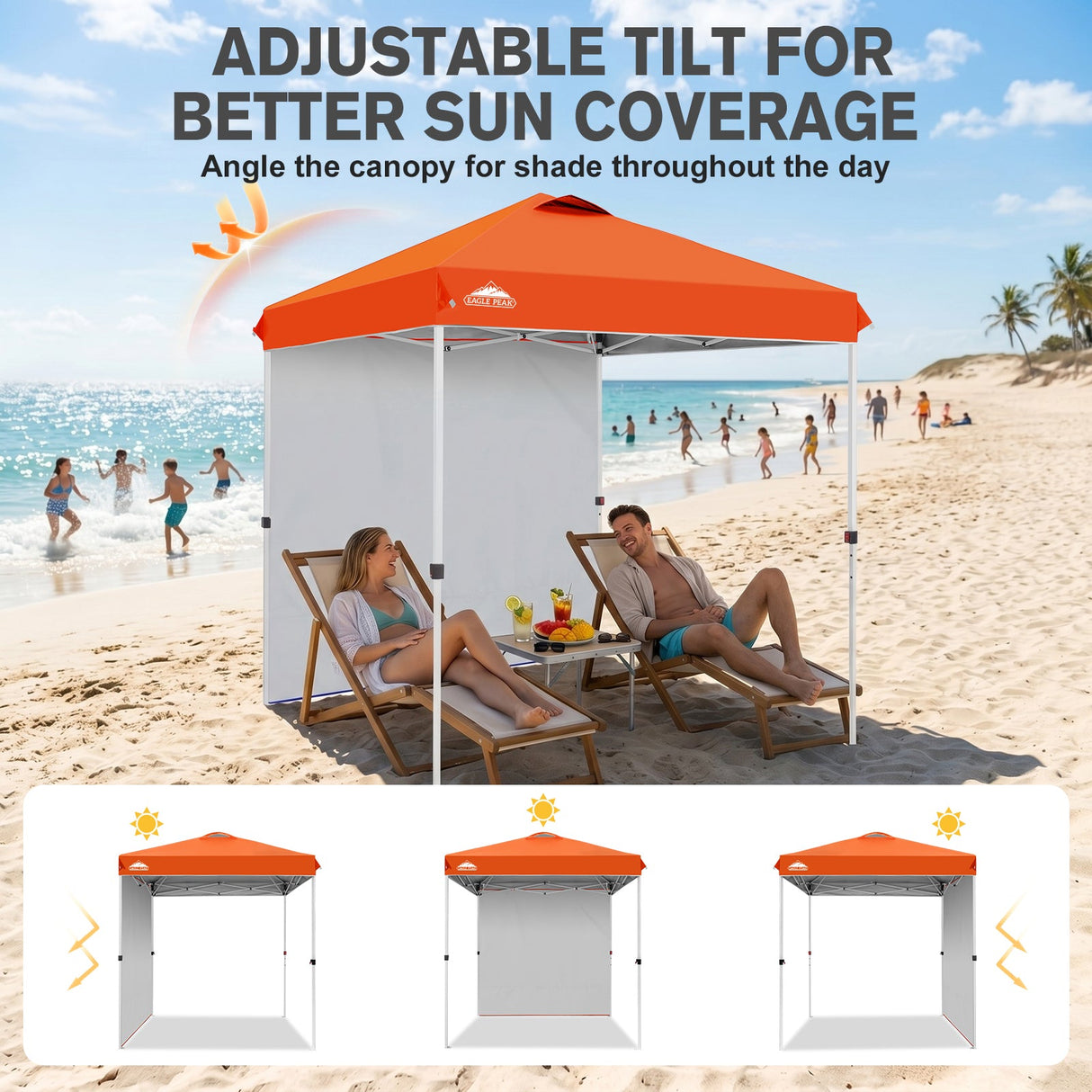 6.6x6.6 Pop Up Canopy Tent with 1 Sidewall - Eagle Peak®