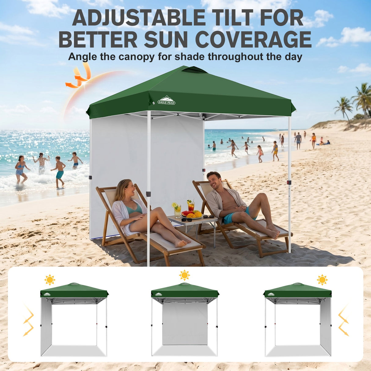 6.6x6.6 Pop Up Canopy Tent with 1 Sidewall - Eagle Peak®