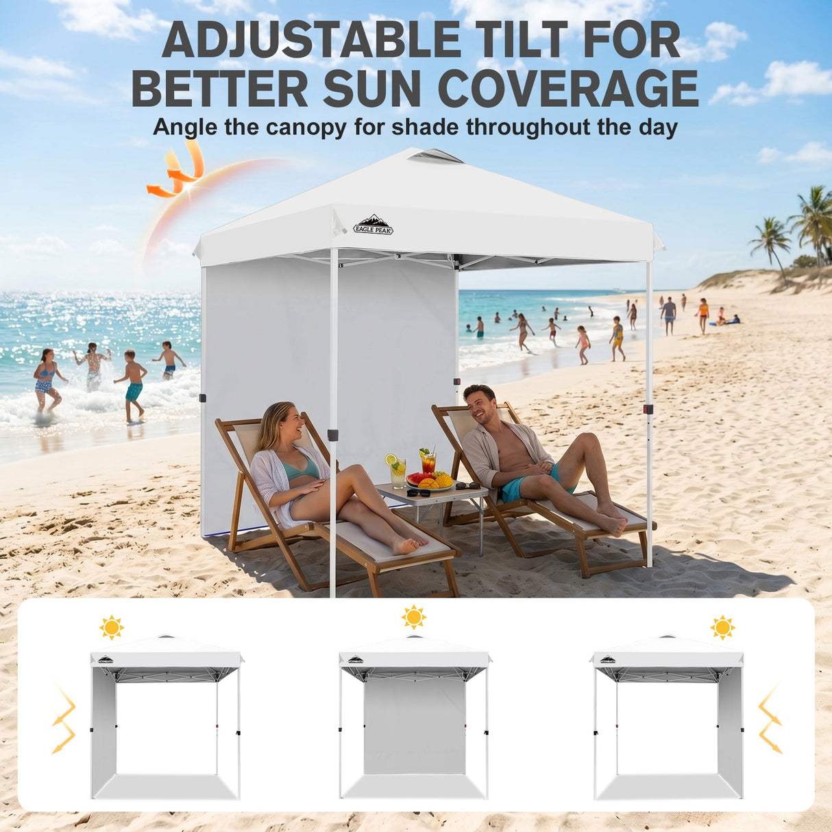 6.6x6.6 Pop Up Canopy Tent with 1 Sidewall - Eagle Peak®