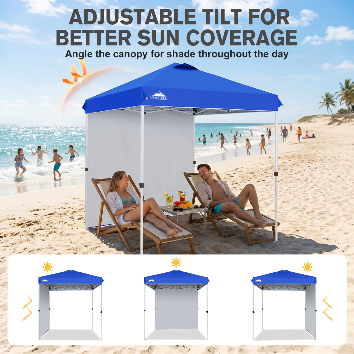 6.6x6.6 Pop Up Canopy Tent with 1 Sidewall - Eagle Peak®