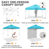 6.6x6.6 Pop Up Canopy Tent with 1 Sidewall - Eagle Peak®