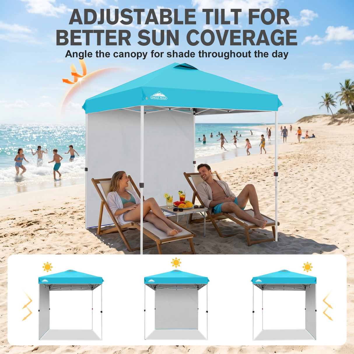 6.6x6.6 Pop Up Canopy Tent with 1 Sidewall - Eagle Peak®