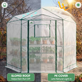 6.6x6.6/8.5x8.5 Easy Setup Pop Up Greenhouse, Hexagon - Eagle Peak®