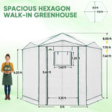 6.6x6.6/8.5x8.5 Easy Setup Pop Up Greenhouse, Hexagon - Eagle Peak®