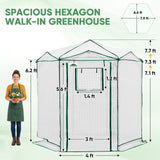 6.6x6.6/8.5x8.5 Easy Setup Pop Up Greenhouse, Hexagon - Eagle Peak®