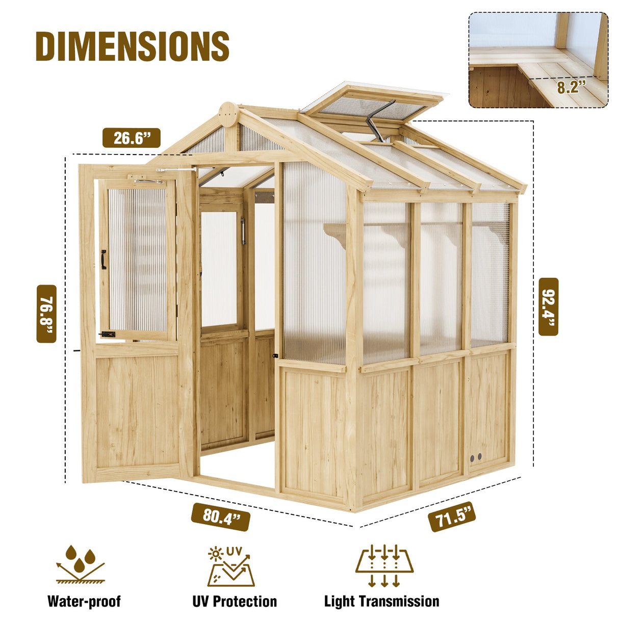 6.7x6x7.7 ft Wood Greenhouse - Eagle Peak Custom Canopy Tent