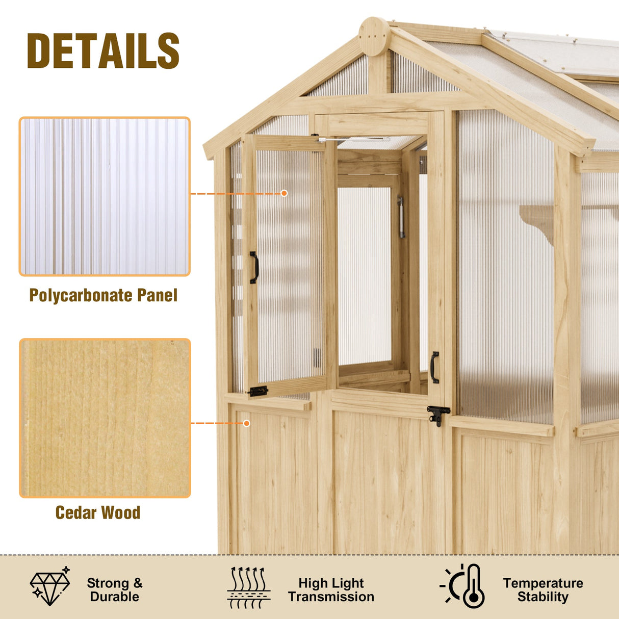 6.7x6x7.7 ft Wood Greenhouse - Eagle Peak Custom Canopy Tent