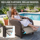 Outdoor Wicker Recliner Chair with Footrest