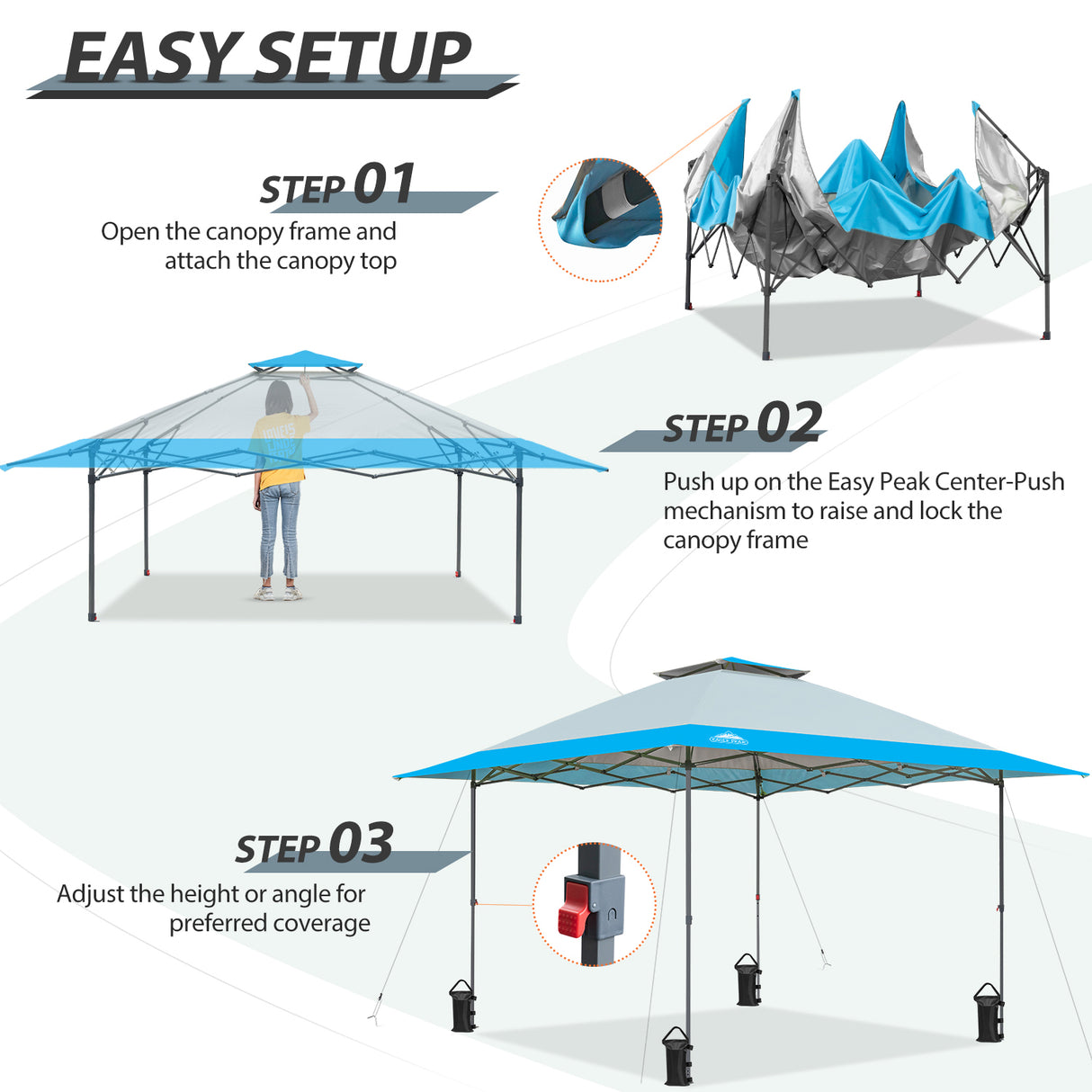 13x13 Straight Leg Pop Up Canopy Tent with 169 sqft of Shade