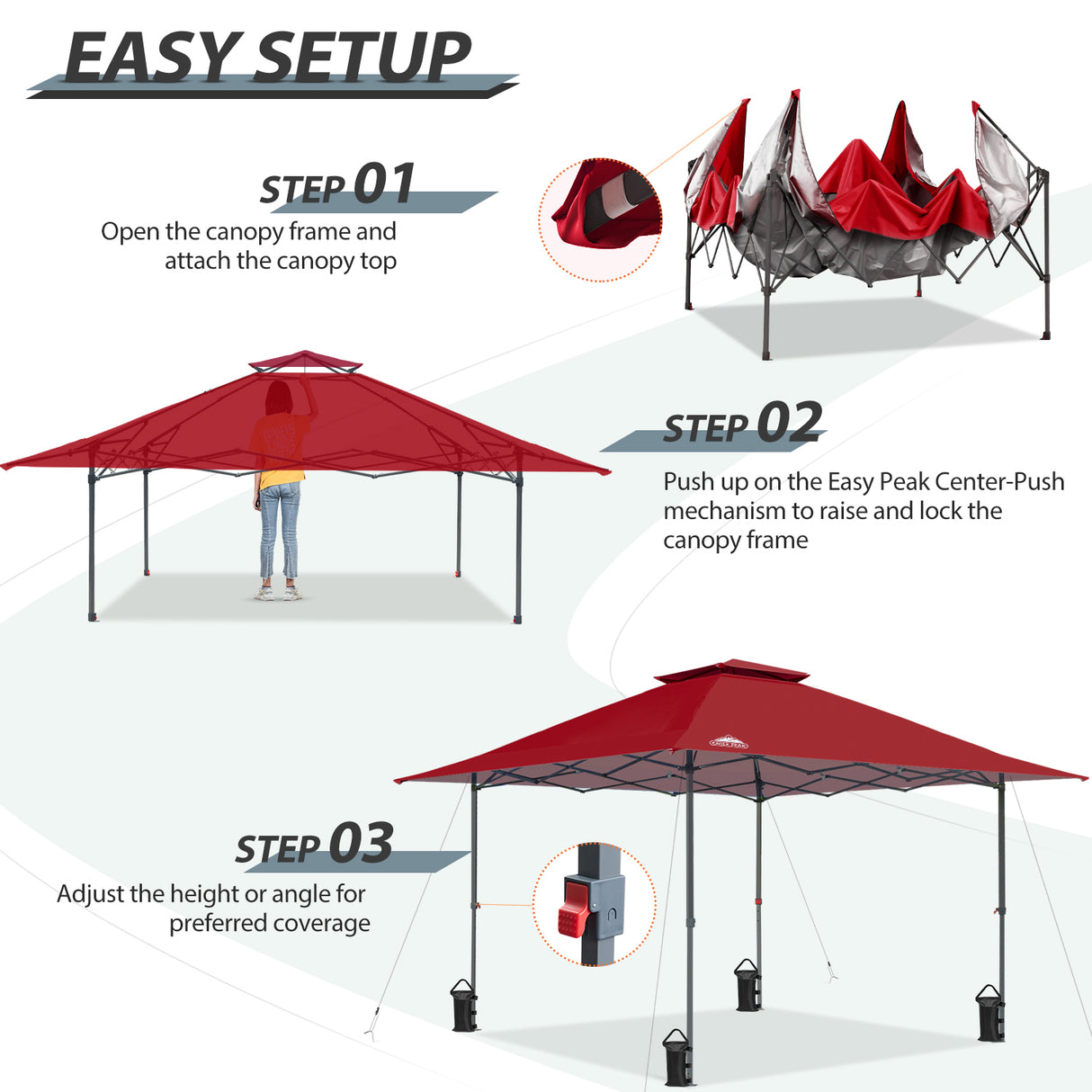 13x13 Straight Leg Pop Up Canopy Tent with 169 sqft of Shade