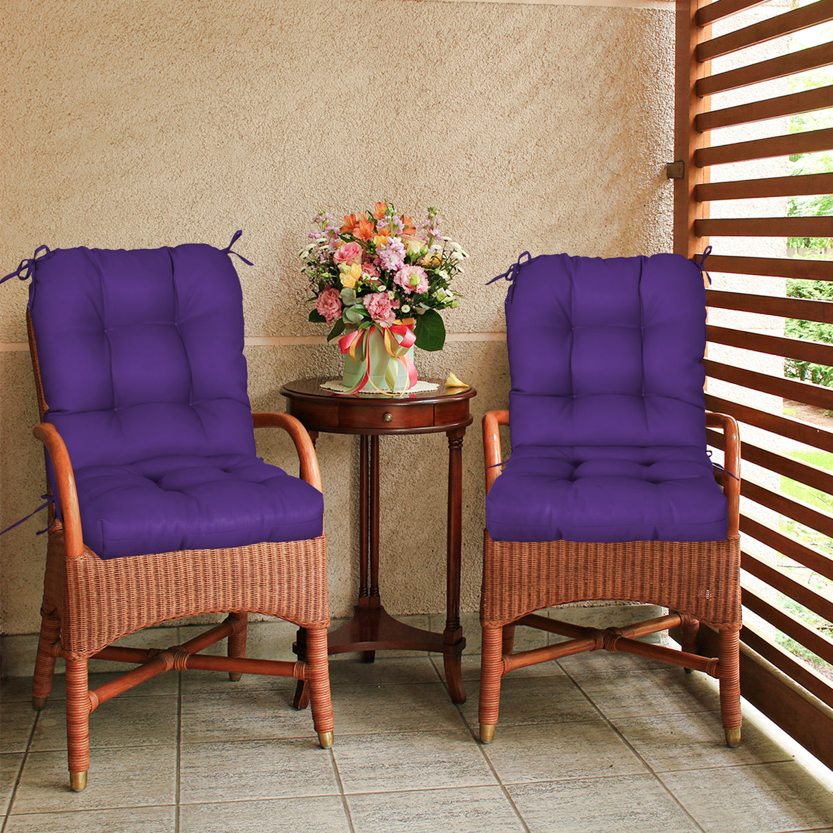 EAGLE PEAK Tufted Outdoor/Indoor Seat/Back Chair Cushion, Set of 2, 42'' x 21''