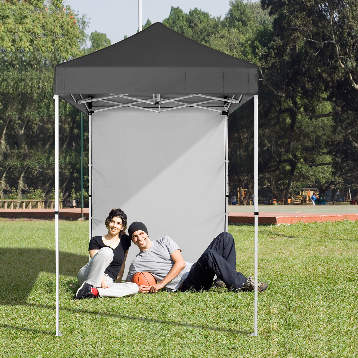 5x5 Straight Leg Pop Up Canopy Tent with One Removable Sunwall