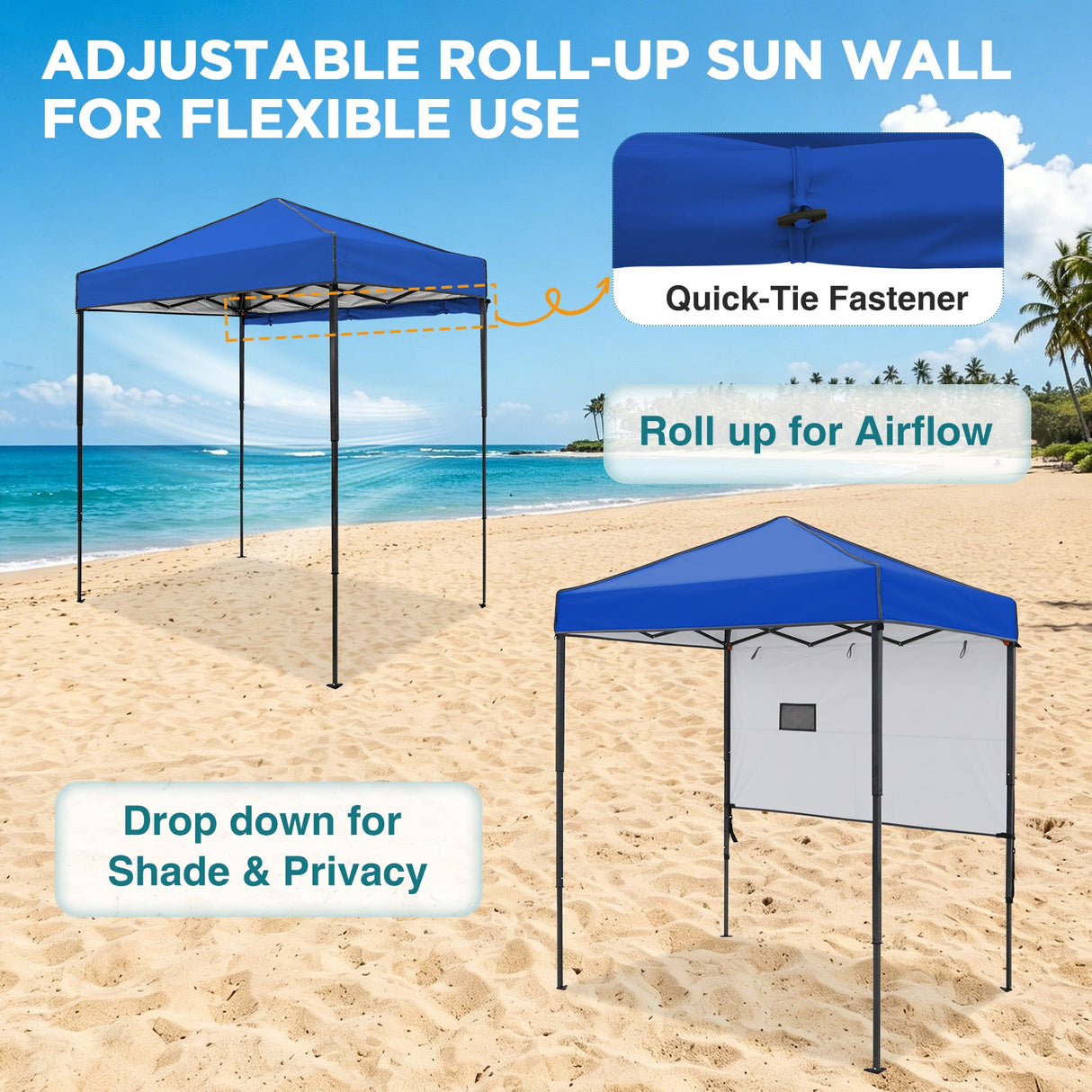 6x4 ft Instant Pop Up Canopy with Adjustable Sun Wall - Eagle Peak®