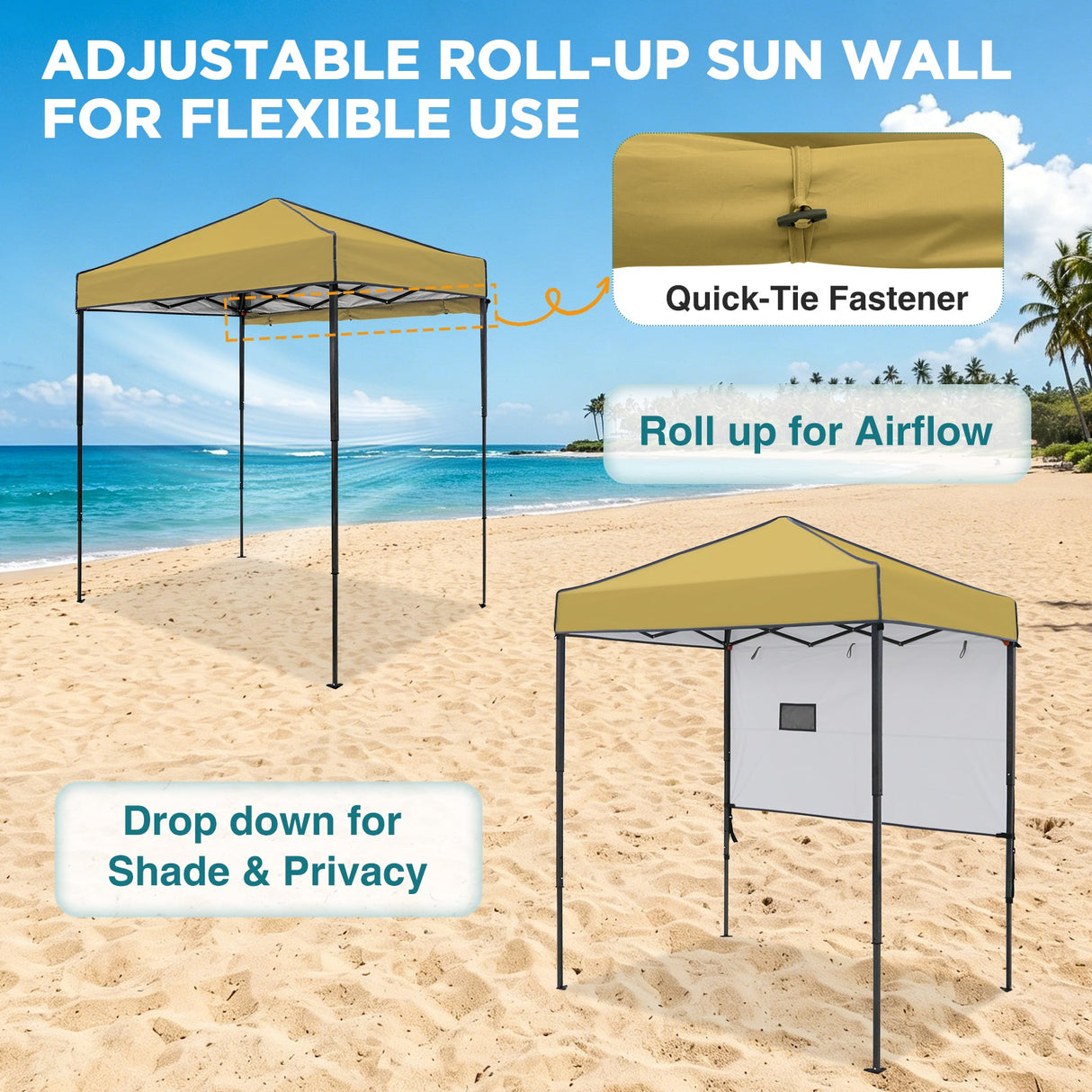 6x4 ft Instant Pop Up Canopy with Adjustable Sun Wall - Eagle Peak®
