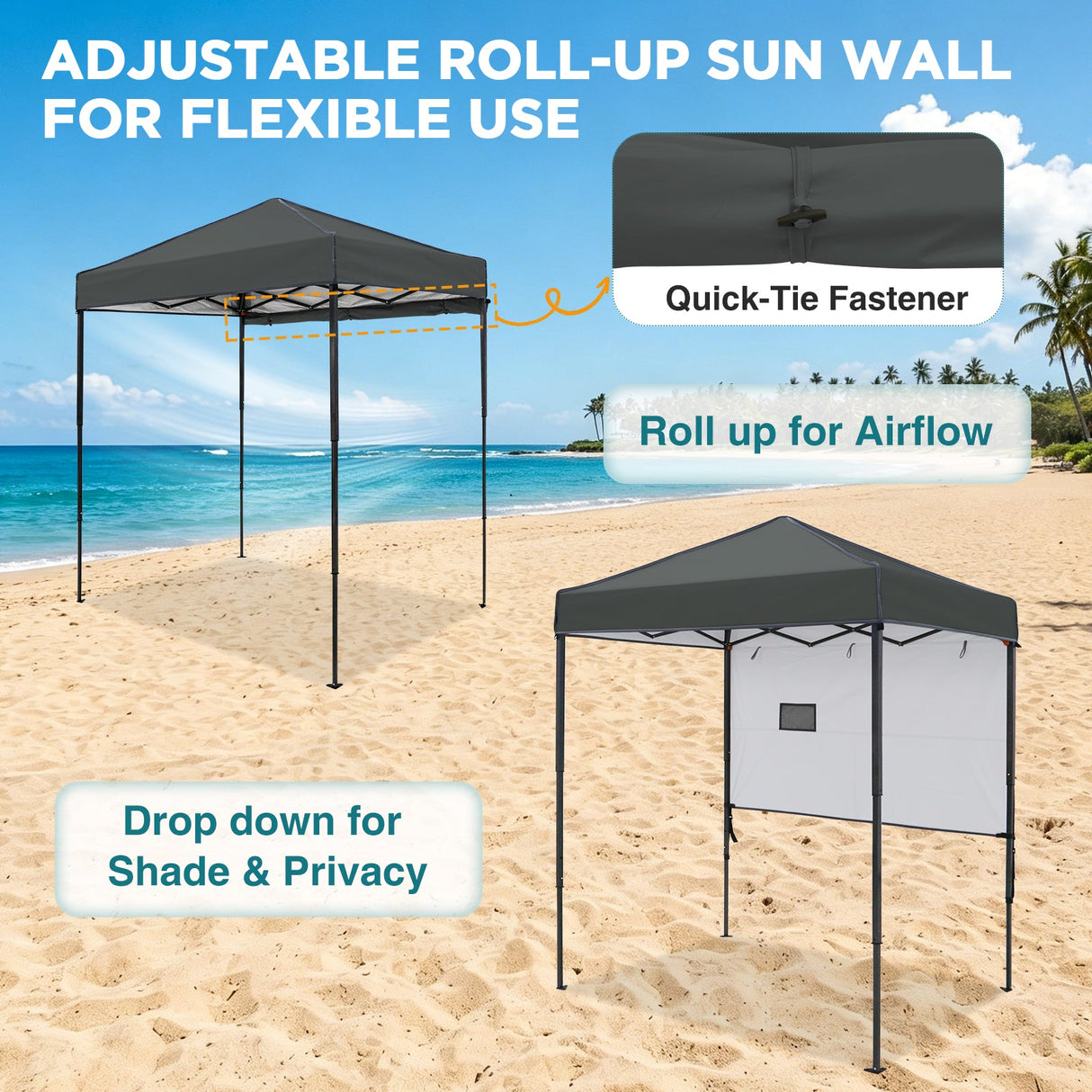 6x4 ft Instant Pop Up Canopy with Adjustable Sun Wall - Eagle Peak®