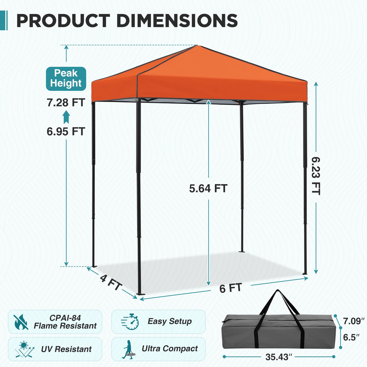 6x4 Instant Pop Up Canopy Tent - Eagle Peak®
