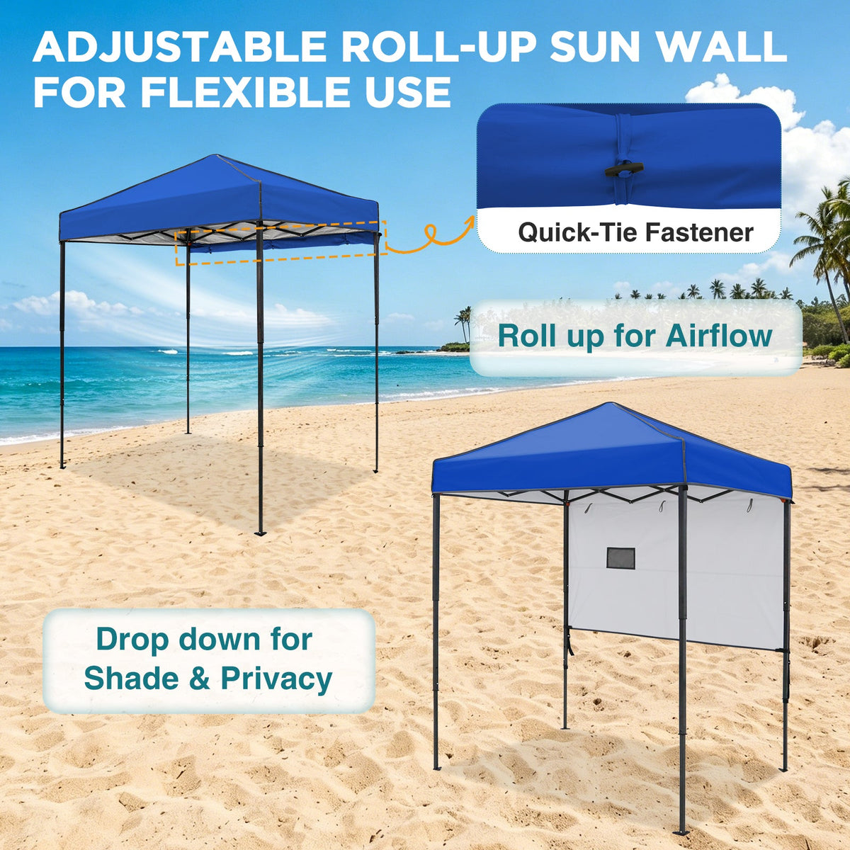 6x4 Instant Pop Up Canopy Tent with 1 Half Wall - Eagle Peak®