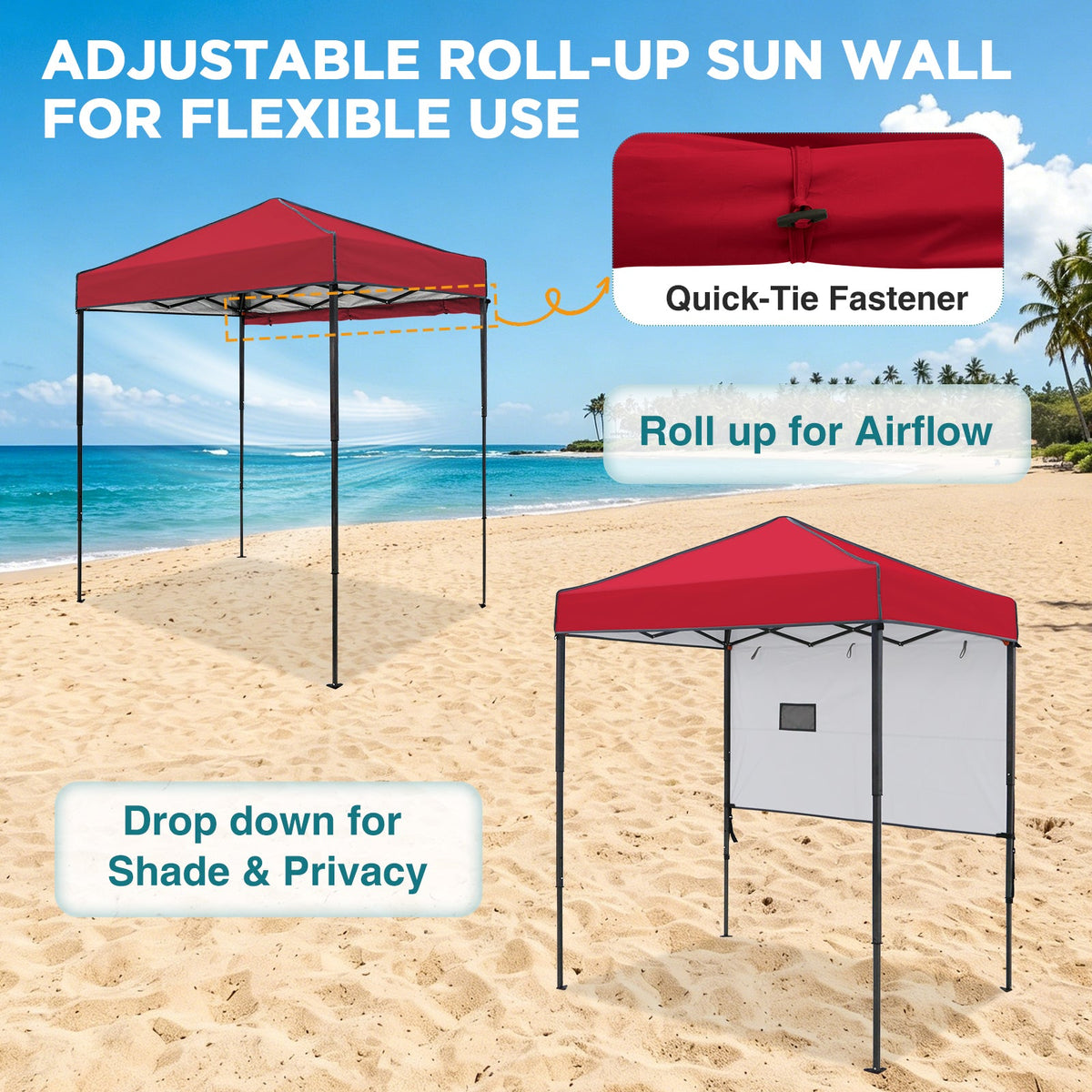 6x4 Instant Pop Up Canopy Tent with 1 Half Wall - Eagle Peak®