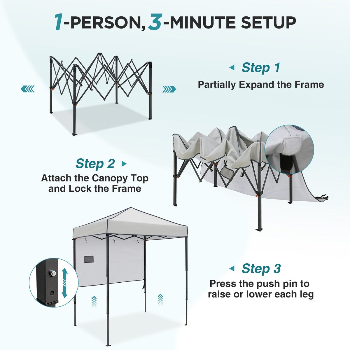 6x4 Instant Pop Up Canopy Tent with 1 Half Wall - Eagle Peak®