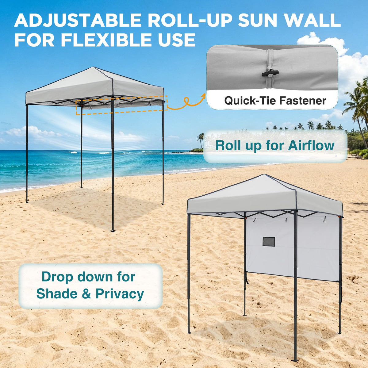 6x4 Instant Pop Up Canopy Tent with 1 Half Wall - Eagle Peak®