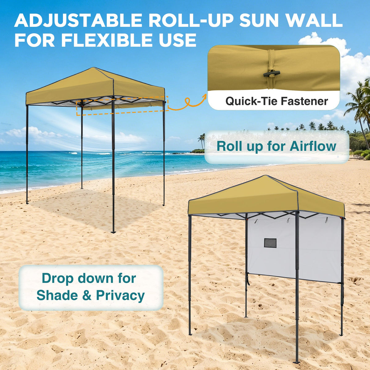 6x4 Instant Pop Up Canopy Tent with 1 Half Wall - Eagle Peak®