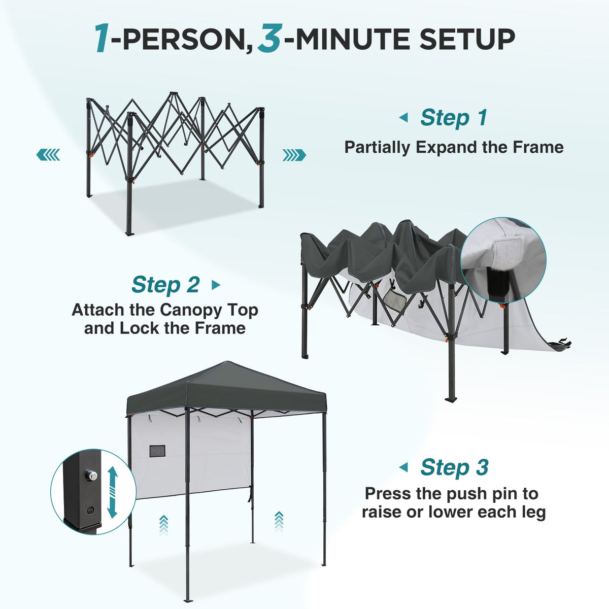 6x4 Instant Pop Up Canopy Tent with 1 Half Wall - Eagle Peak®