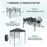 6x4 Instant Pop Up Canopy Tent with 1 Half Wall - Eagle Peak®