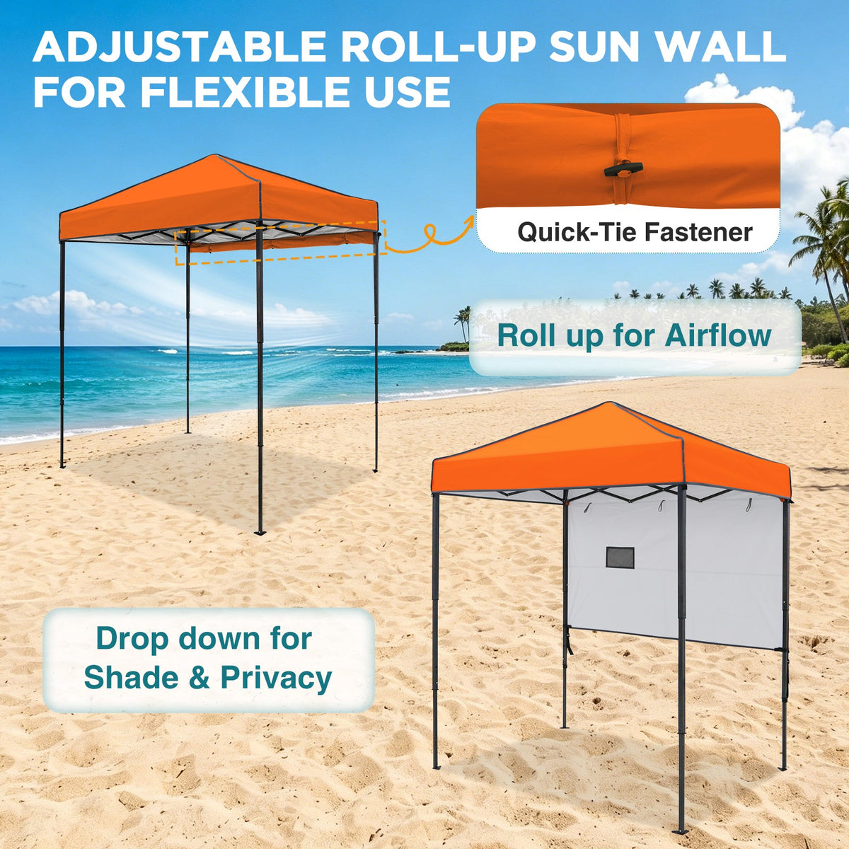 6x4 Instant Pop Up Canopy Tent with 1 Half Wall - Eagle Peak®