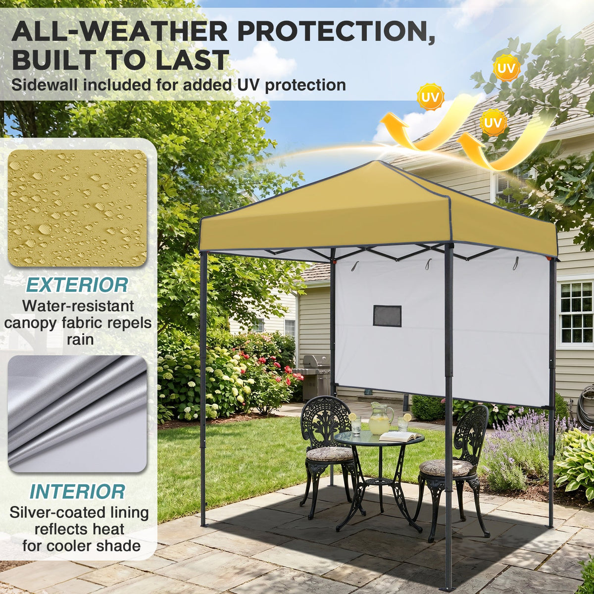 6x4 Instant Pop Up Canopy Tent with 1 Half Wall - Eagle Peak®