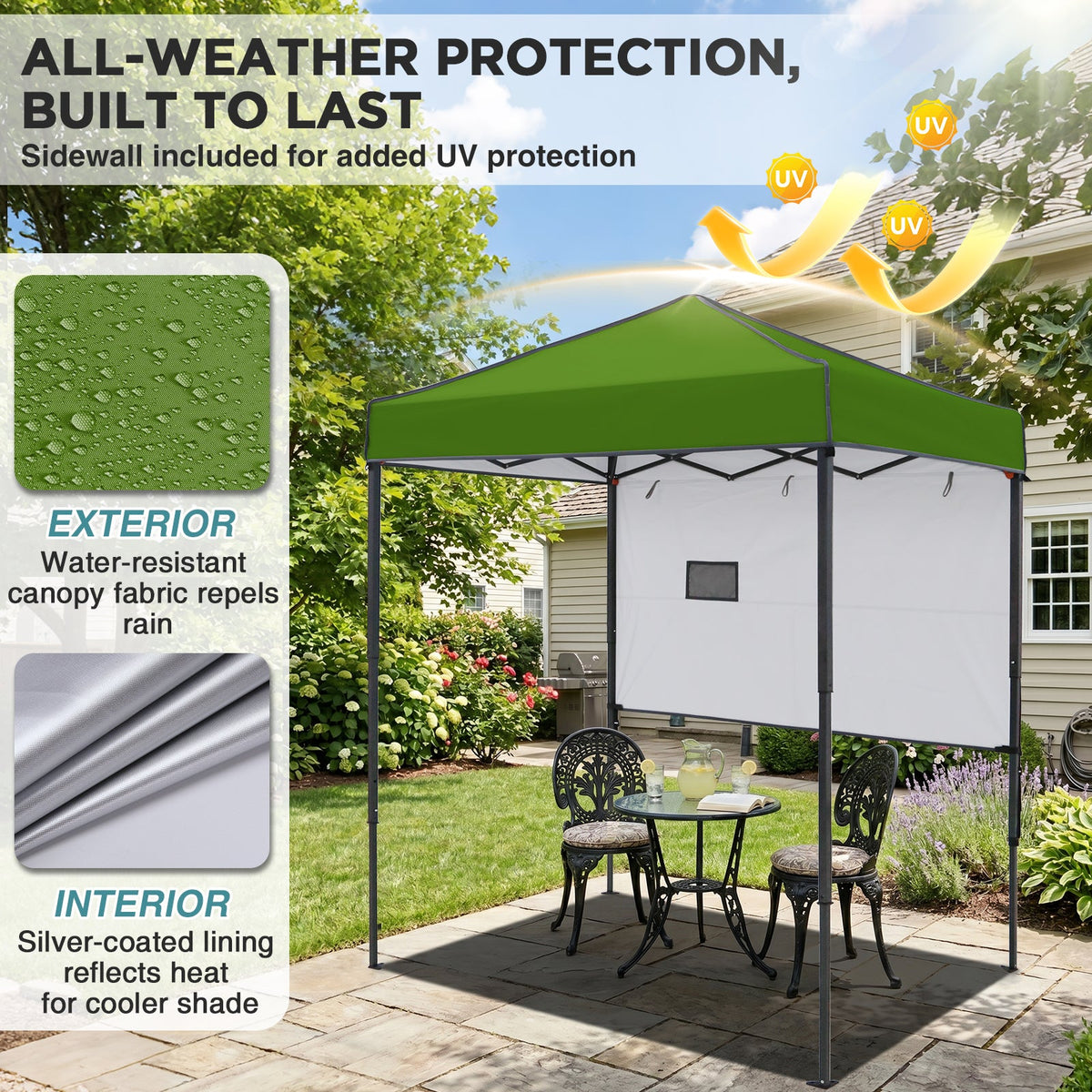 6x4 Instant Pop Up Canopy Tent with 1 Half Wall - Eagle Peak®