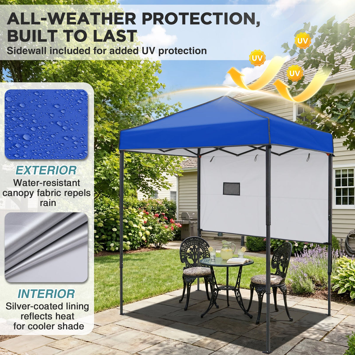 6x4 Instant Pop Up Canopy Tent with 1 Half Wall - Eagle Peak®