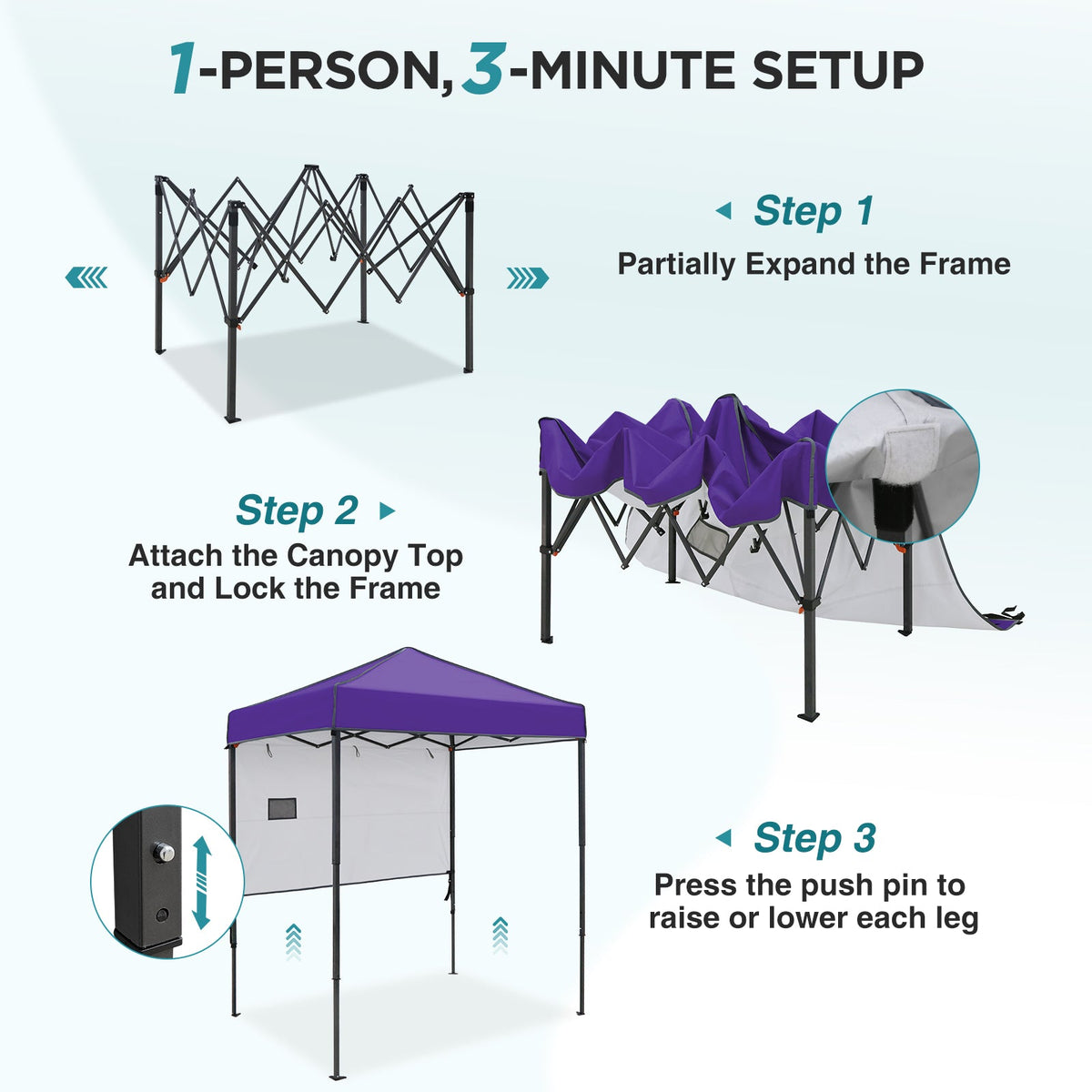 6x4 Instant Pop Up Canopy Tent with 1 Half Wall - Eagle Peak®