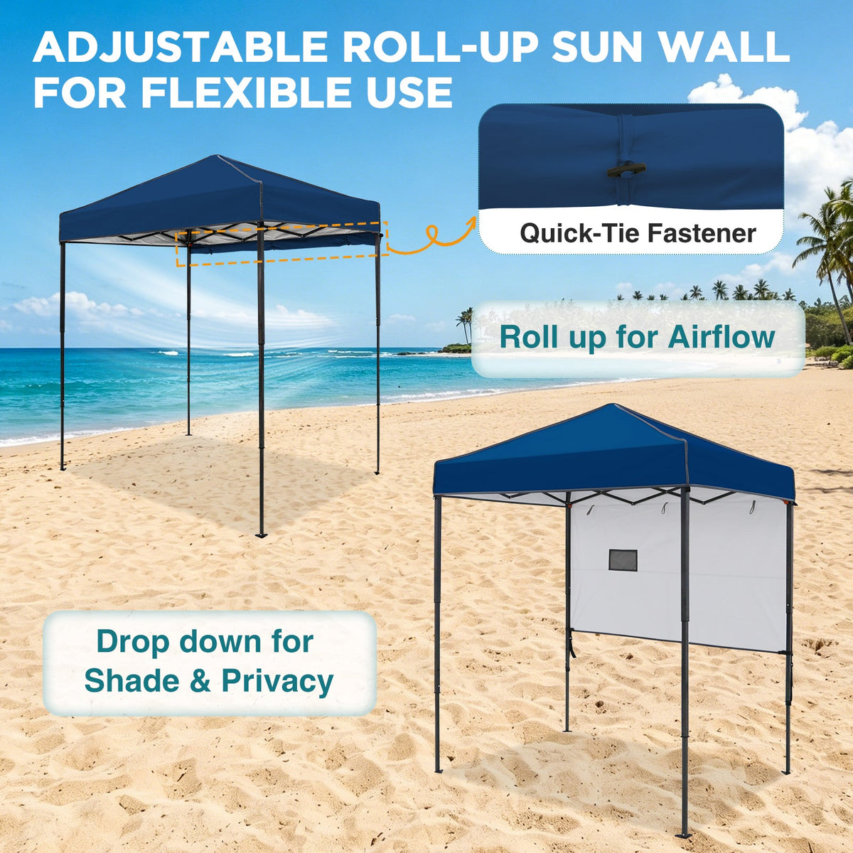6x4 Instant Pop Up Canopy Tent with 1 Half Wall - Eagle Peak®