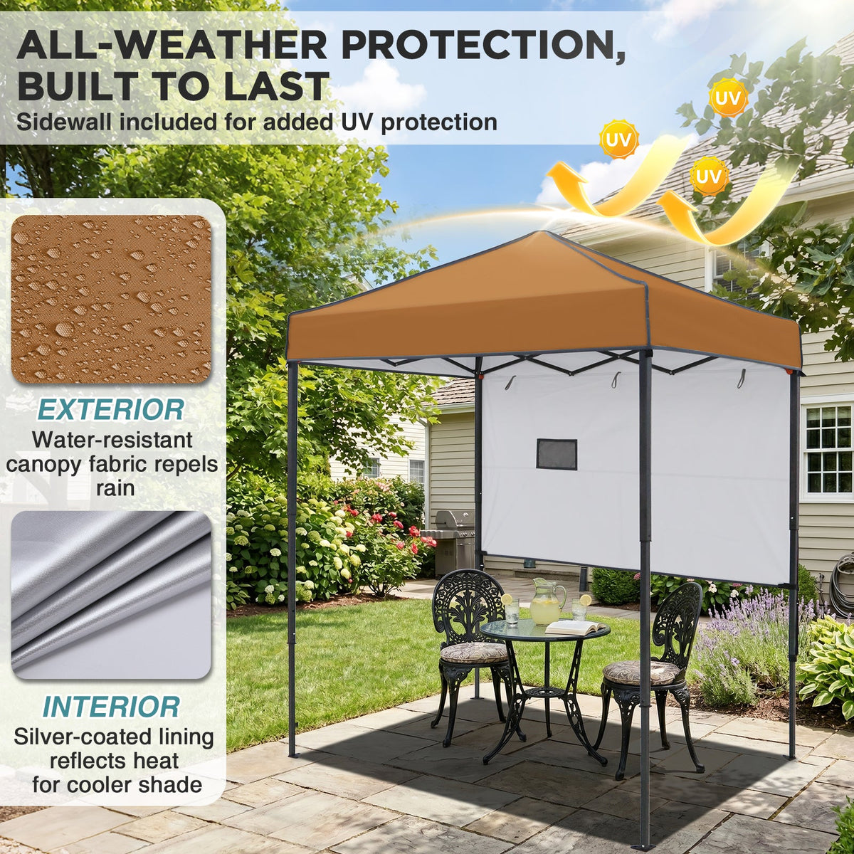 6x4 Instant Pop Up Canopy Tent with 1 Half Wall - Eagle Peak®