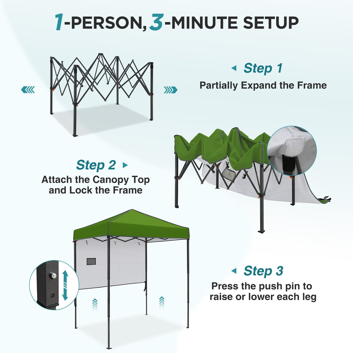 6x4 Instant Pop Up Canopy Tent with 1 Half Wall - Eagle Peak®