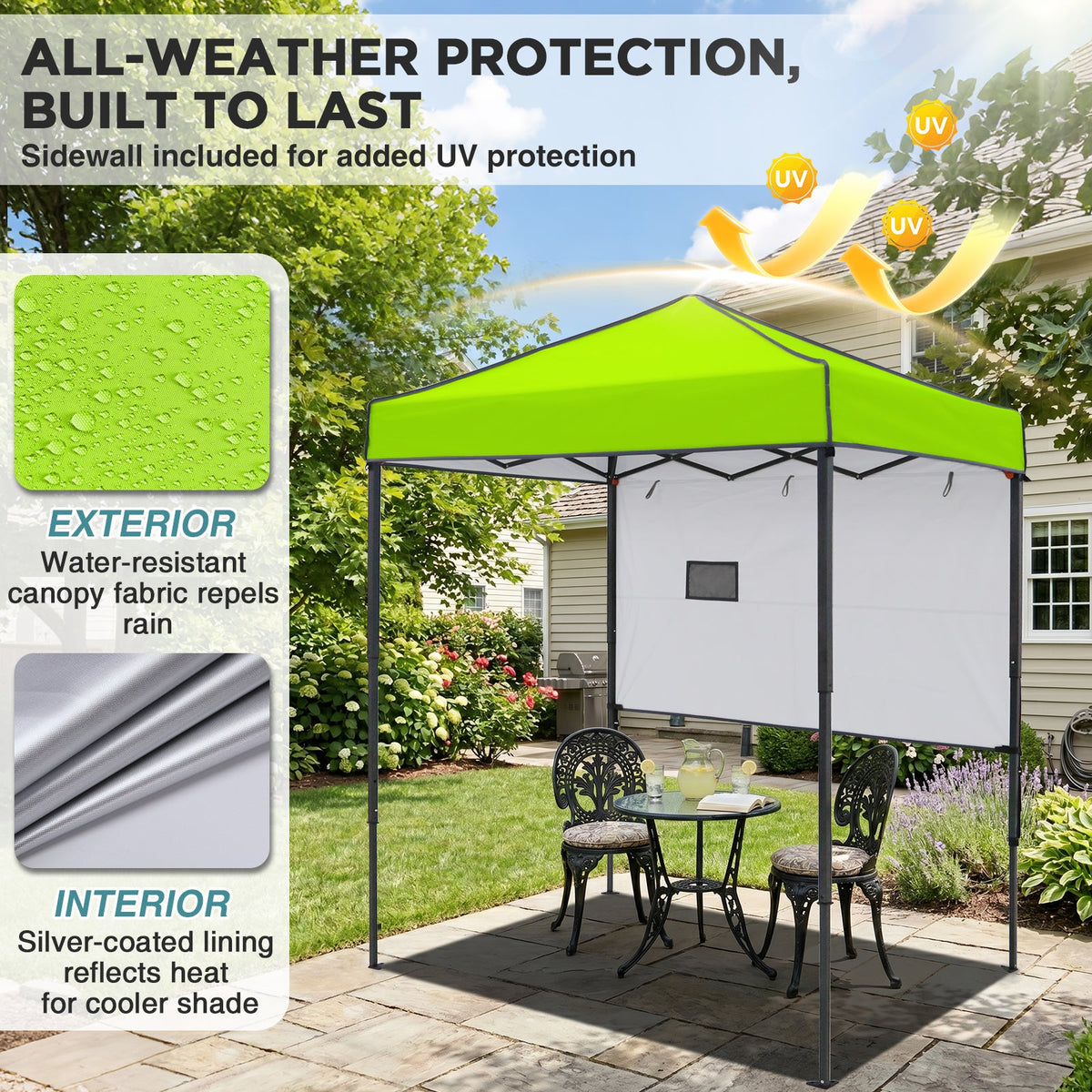 6x4 Instant Pop Up Canopy Tent with 1 Half Wall - Eagle Peak®