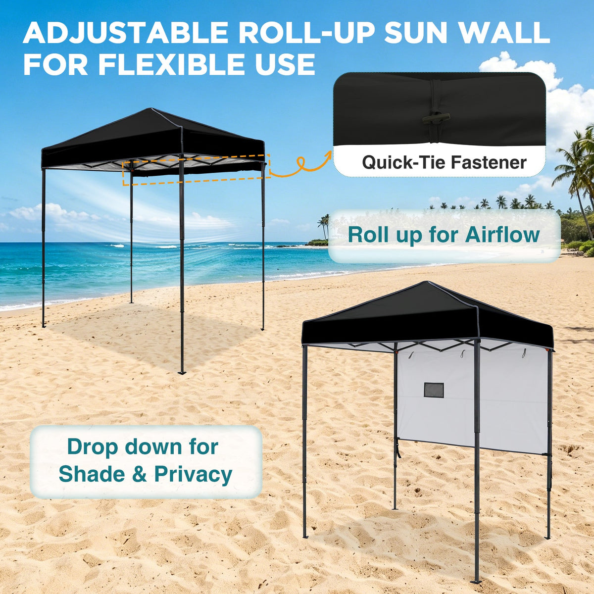 6x4 Instant Pop Up Canopy Tent with 1 Half Wall - Eagle Peak®
