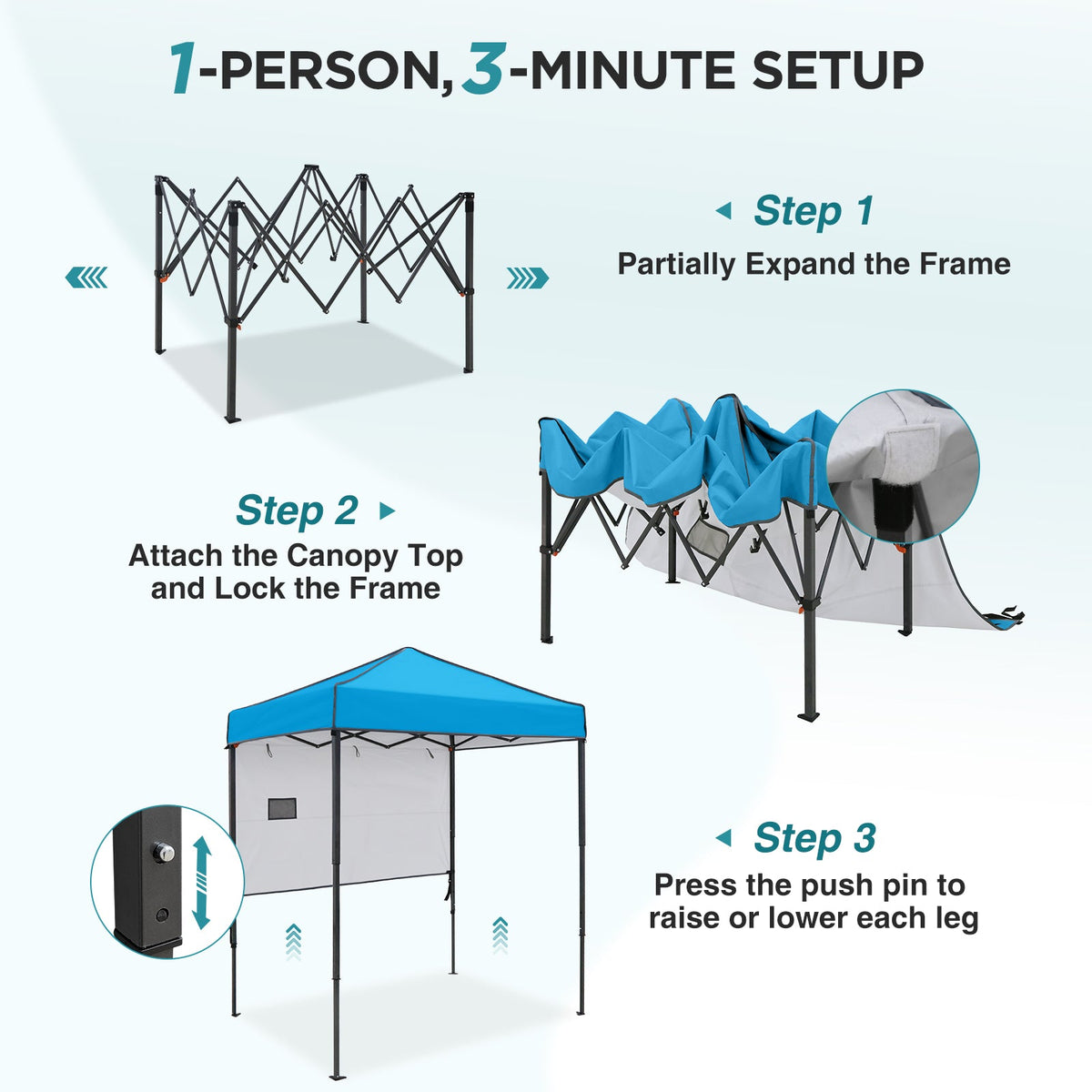 6x4 Instant Pop Up Canopy Tent with 1 Half Wall - Eagle Peak®