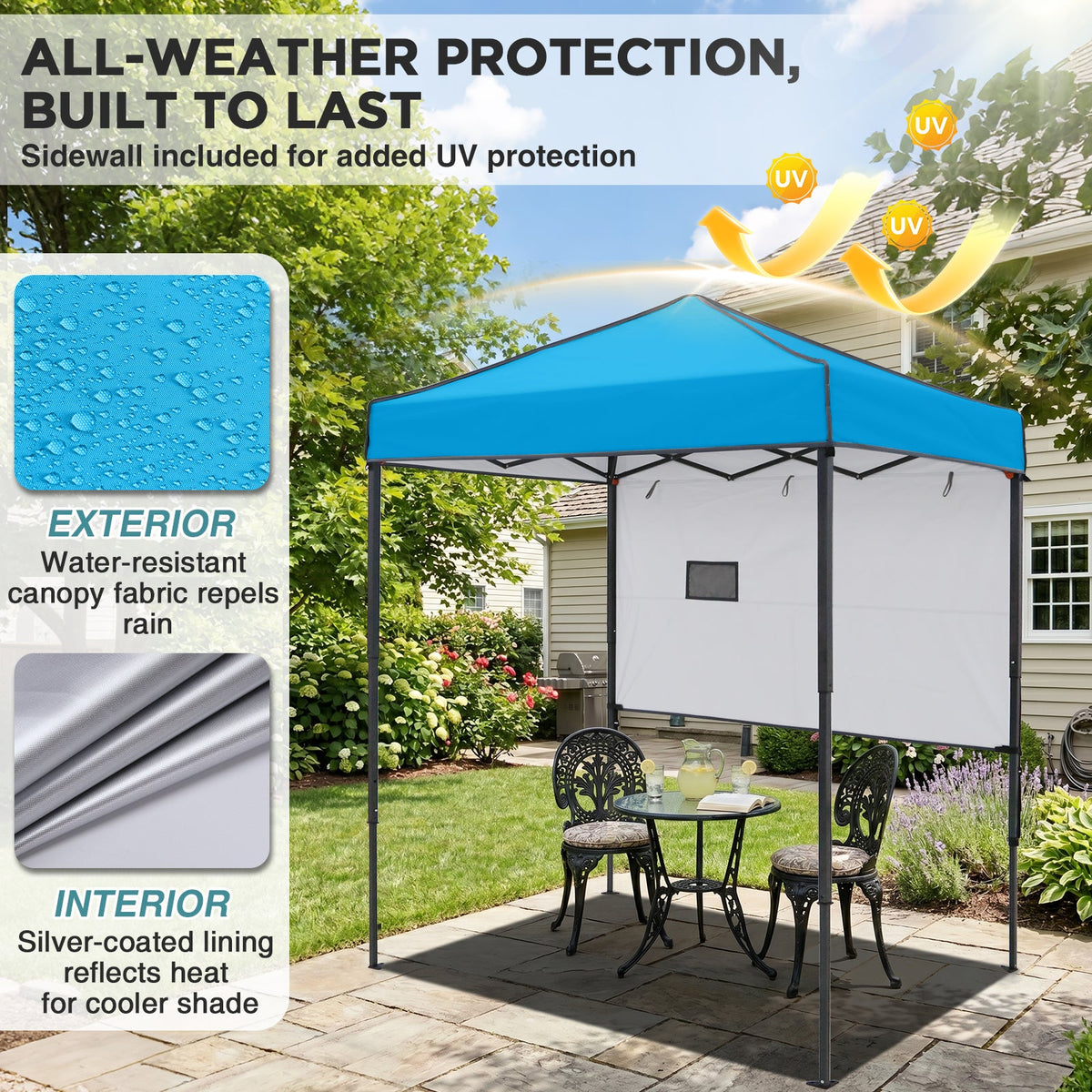 6x4 Instant Pop Up Canopy Tent with 1 Half Wall - Eagle Peak®