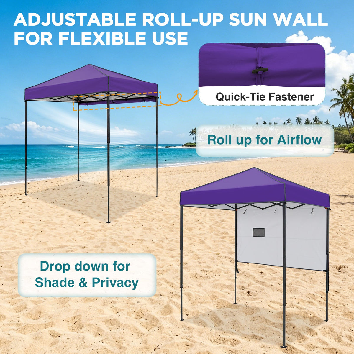 6x4 Instant Pop Up Canopy Tent with 1 Half Wall - Eagle Peak®