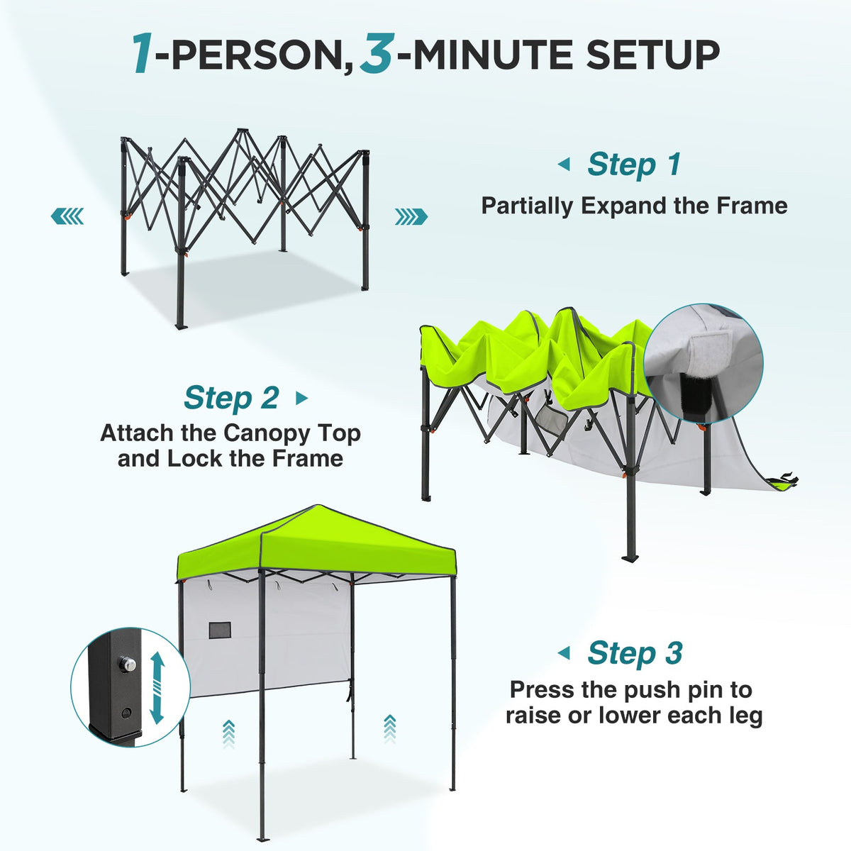 6x4 Instant Pop Up Canopy Tent with 1 Half Wall - Eagle Peak®