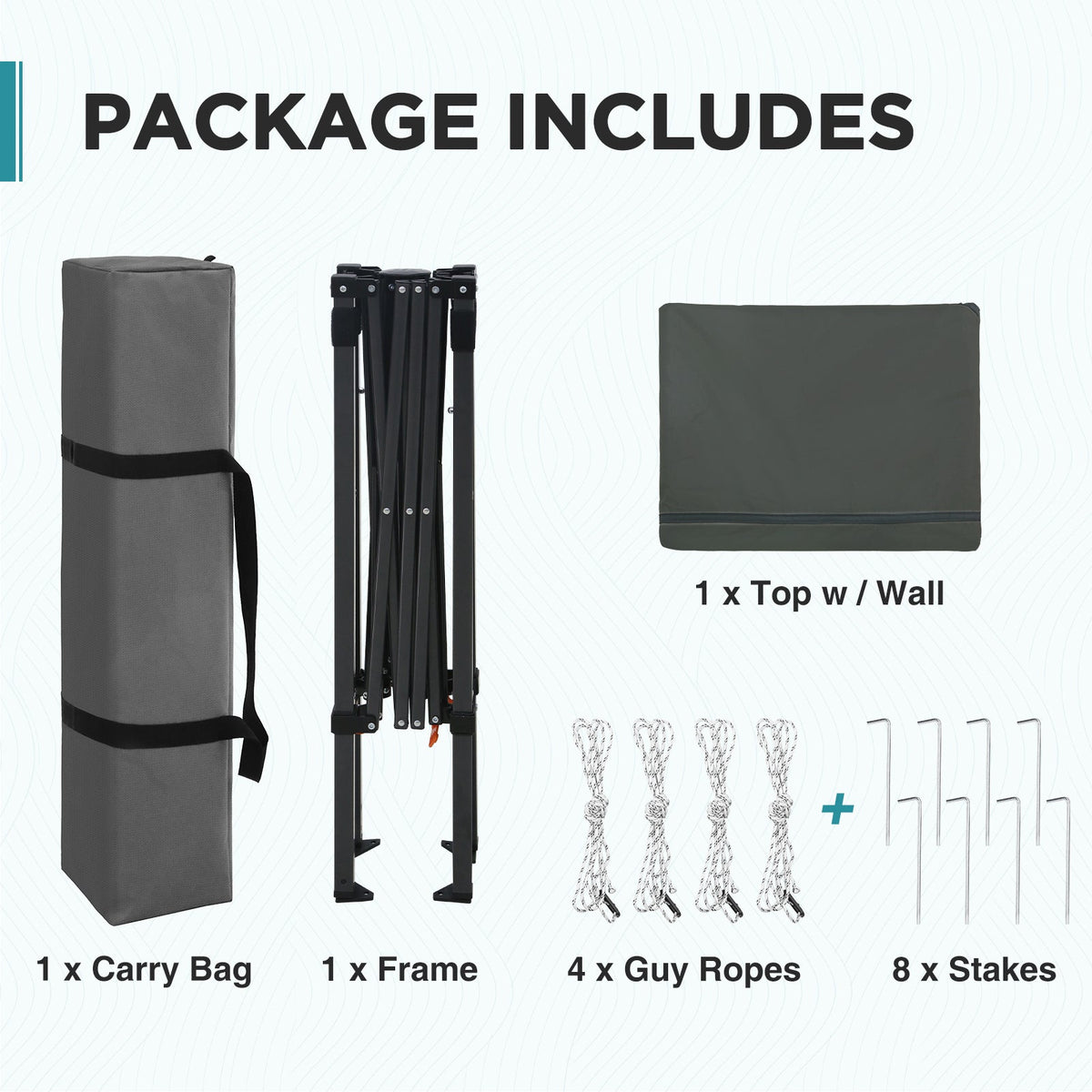 6x4 Instant Pop Up Canopy Tent with 1 Half Wall - Eagle Peak®