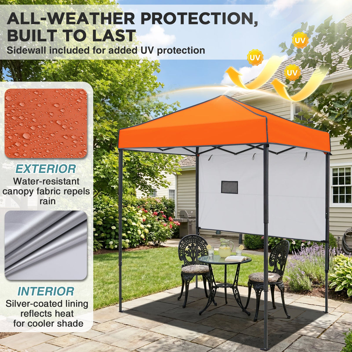 6x4 Instant Pop Up Canopy Tent with 1 Half Wall - Eagle Peak®