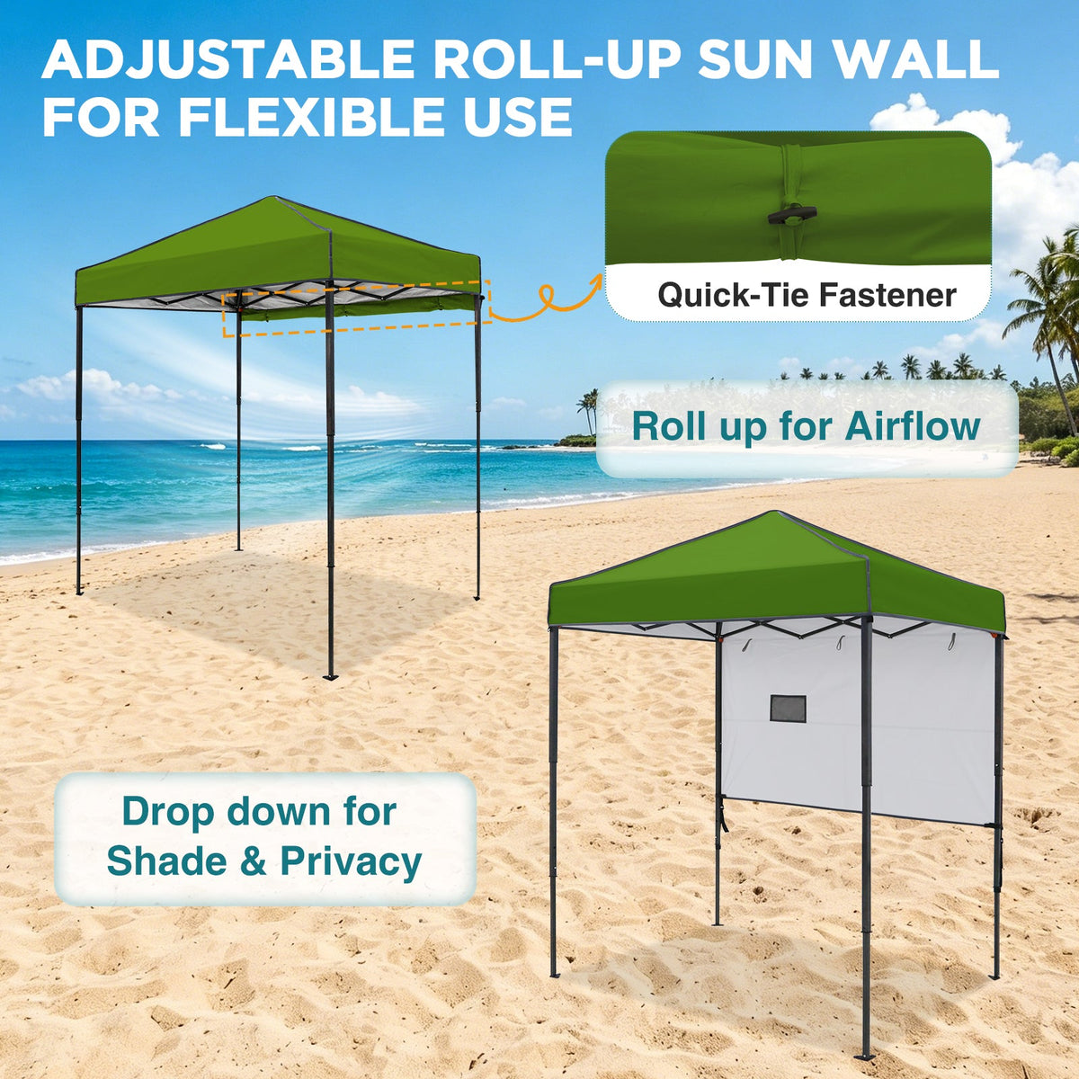 6x4 Instant Pop Up Canopy Tent with 1 Half Wall - Eagle Peak®